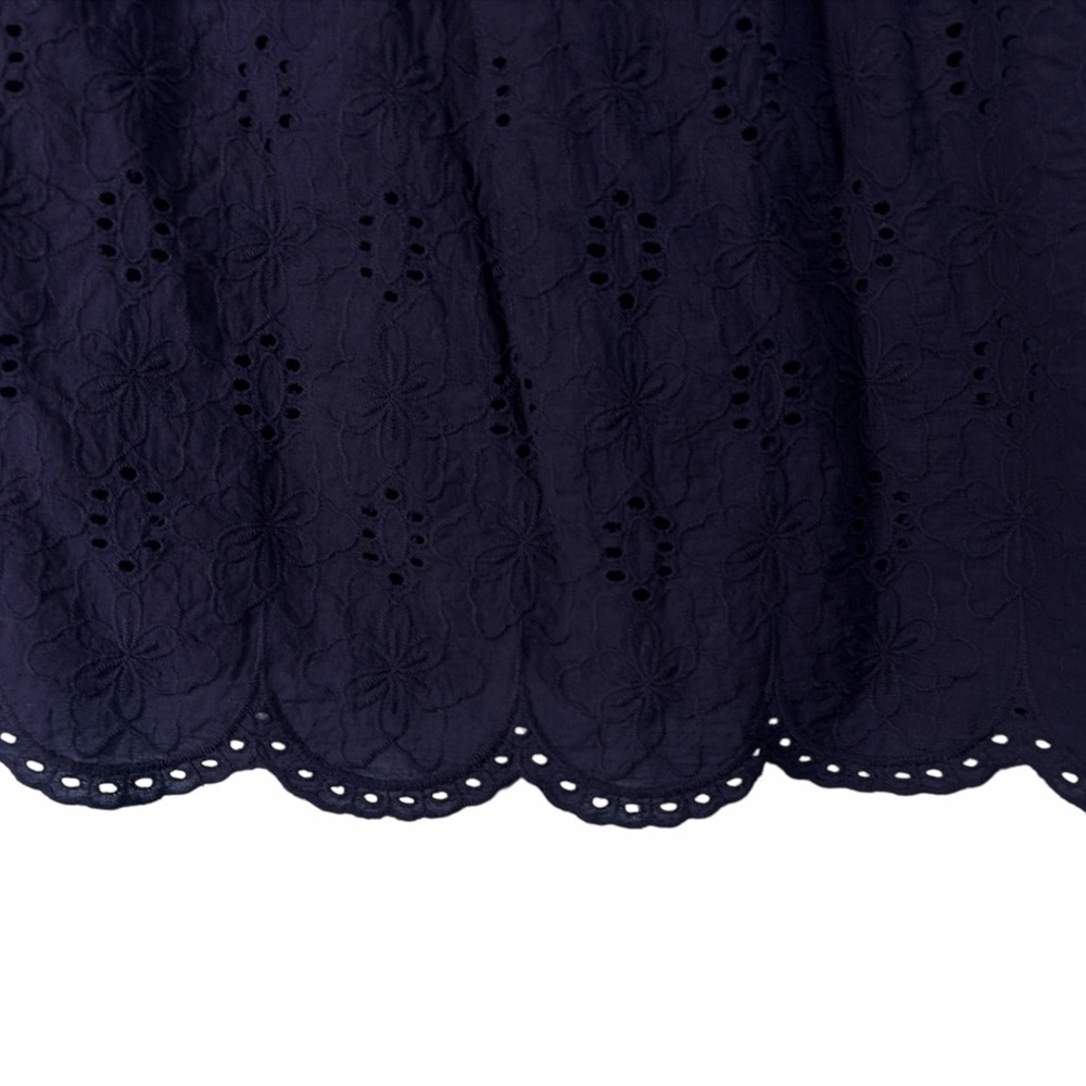 Knox Rose Blouse Women's XL Navy Blue Lace Eyelet Short Sleeve Boho Shirt Top - Picture 3 of 8